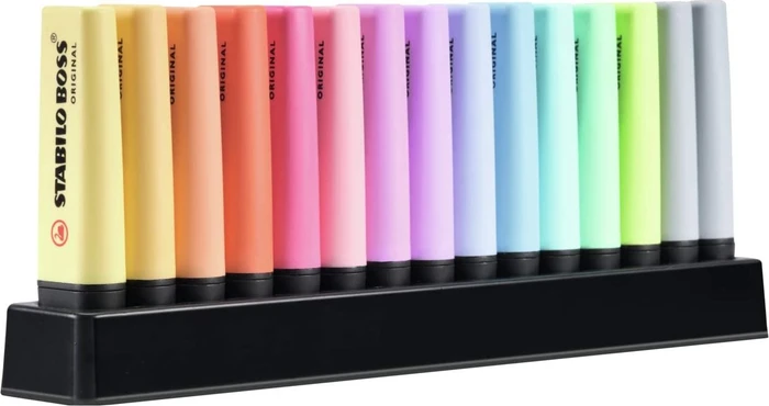 STABILO Boss Original Pastel Tischset sortiert, 15er-Set, Etui