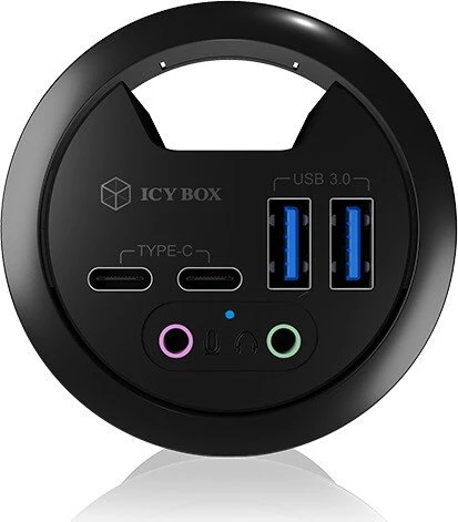 RaidSonic Icy Box IB-HUB1403B Tisch-Hub, 2x USB-C 3.0, 2x USB-A 3.0, USB-A 3.0 [Stecker]