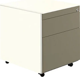 mauser Rollcontainer line, 570x600mm, 1x Utensilienauszug, 1x Materialschublade, 1x Hängeregistratur, reinweiß/beigegrau