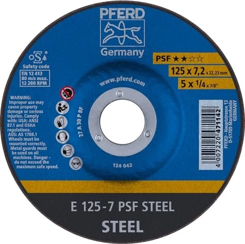 Pferd E 125-7 PSF STEEL Schleifscheibe, 125x7.2x22.23mm, 10 Stück