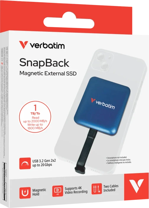 Verbatim Snapback, Blue Metallic, 1TB, USB-C 3.2