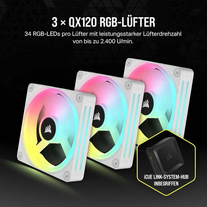 Corsair Hydro X Series iCUE LINK XH405i RGB Pro Custom Cooling Kit, weiß