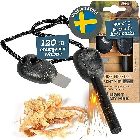 Light my Fire Swedish FireSteel BIO army 2in1 Feuerstarter slatyblack