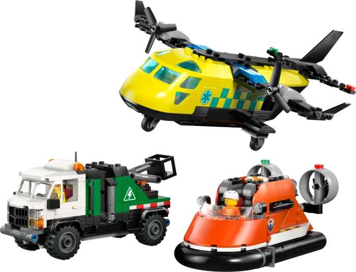 LEGO City - Kombinationsset mit Flugzeug, Wartungsfahrzeug und Luftkissenboot