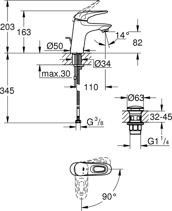 Grohe Eurostyle Einhand-Waschtischbatterie 1/2" S-Size chrom