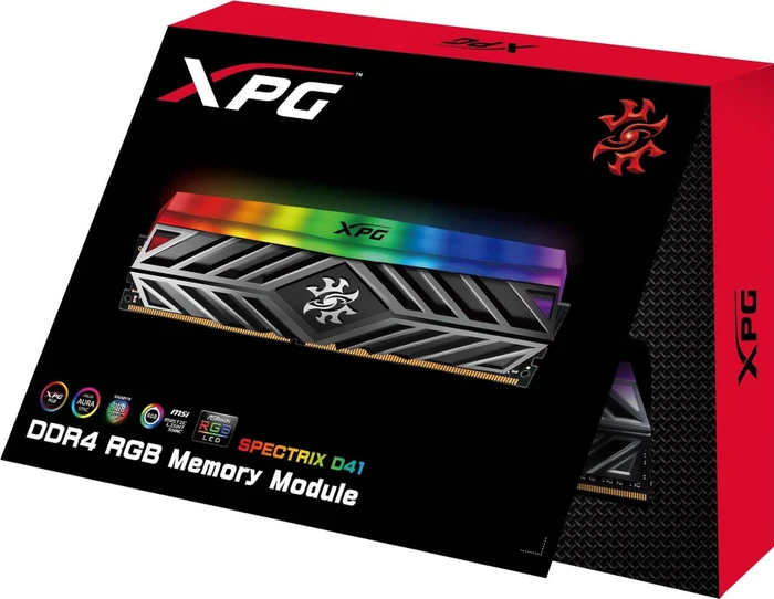 ADATA XPG Spectrix D41 grau RGB UDIMM 16GB Kit, DDR4-3200, CL16-18-18