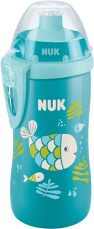 NUK Junior Cup Trinkflasche Chamäleon Effekt, 36+M, 300ml, fisch petrol