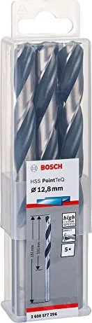 Bosch Professional HSS PointTeQ Spiralbohrer, 12.8x101x151mm, 5 Stück