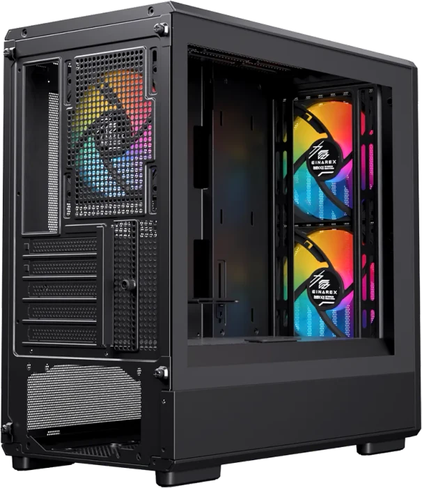 Einarex Pulse PM400 RGB Black, schwarz/braun, Glasfenster