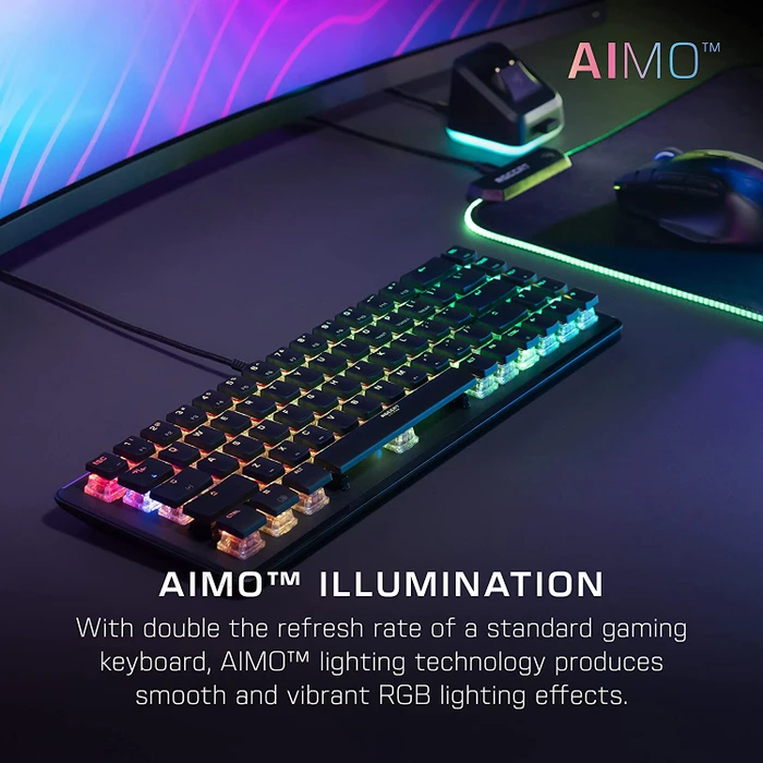 Roccat Vulcan II Mini, LEDs RGB, schwarz, TITAN II OPTICAL RED, USB, US