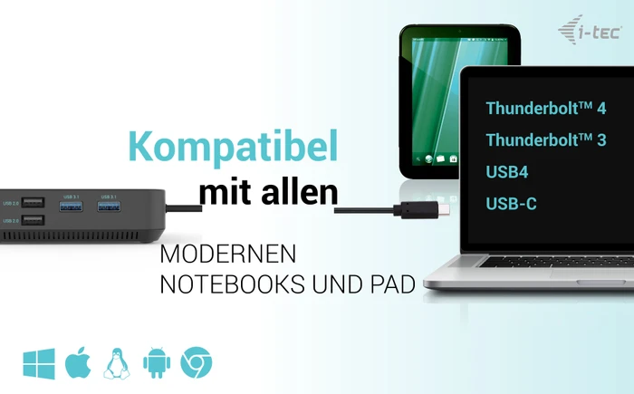 i-tec Dual DP Docking Station, inkl. 100W Netztei, USB-C 3.1 [Stecker]