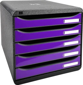Exacompta Big Box Plus Schubladenbox, 5 Schubladen, violett/schwarz