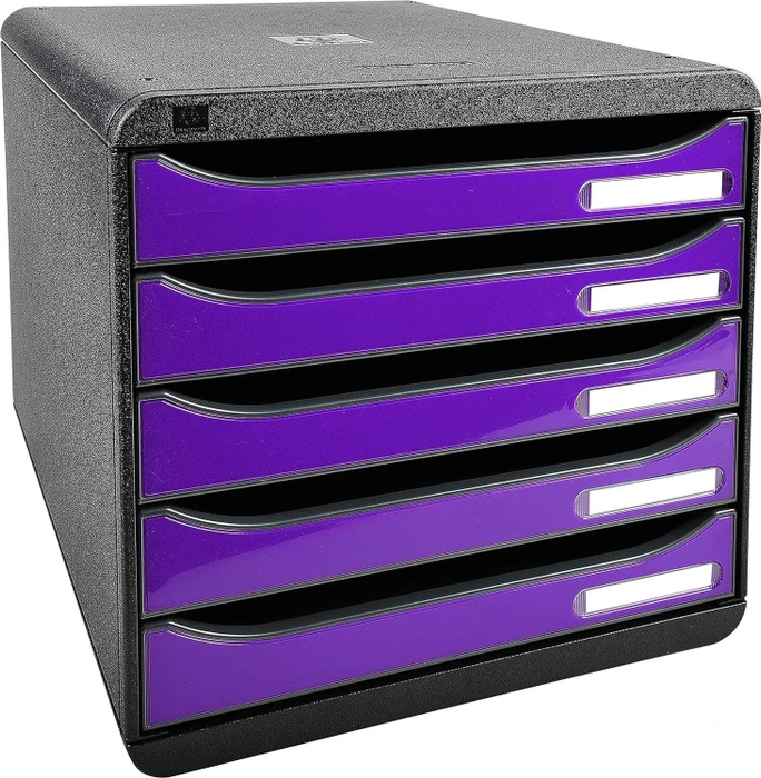 Exacompta Big Box Plus Schubladenbox, 5 Schubladen, violett/schwarz