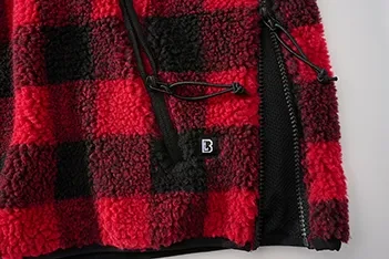 Brandit Teddyfleece Worker Hoodie red/black checkered (Herren)