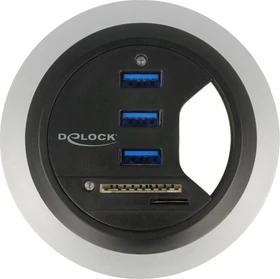 DeLOCK Tisch-Hub, 3x USB-A 3.0, Cardreader, USB-A 3.0 [Stecker] (62869)