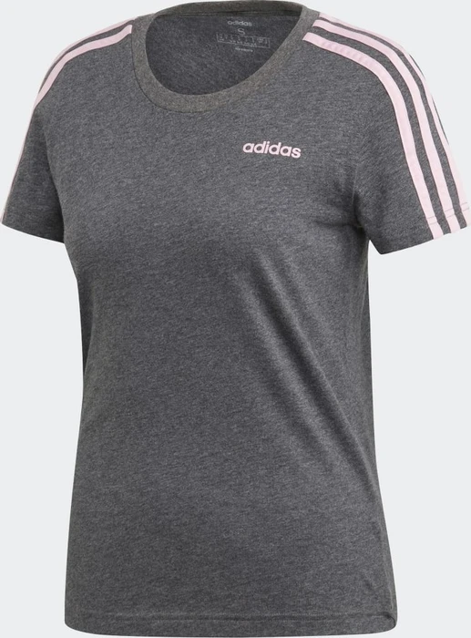 adidas Essentials 3-Streifen T-Shirt kurzarm dark grey heather/true pink (Damen)