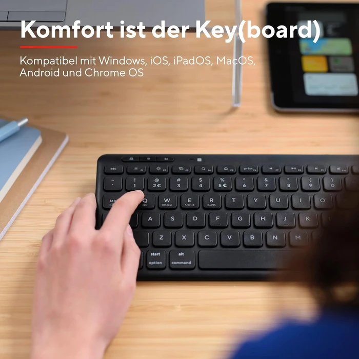 Trust Lyra Compact Wireless Keyboard, schwarz, USB/Bluetooth, DE