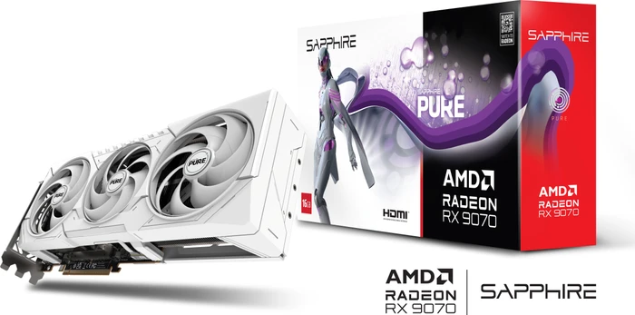 Sapphire Pure Radeon RX 9070, 16GB GDDR6, 2x HDMI, 2x DP, lite retail