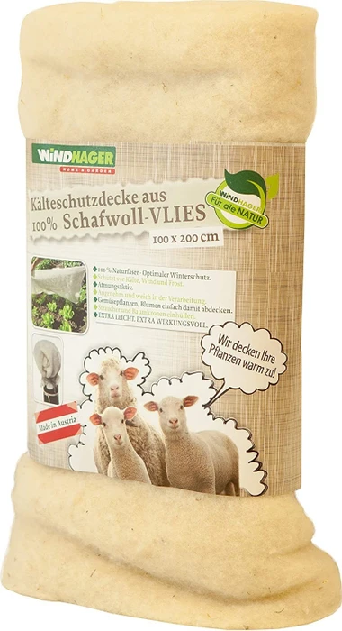 Windhager Schafwoll-Vliesdecke Pflanzenschutzhaube 2x1m