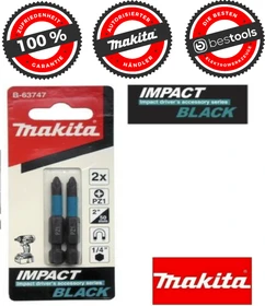 Makita Impact Black Pozidriv Bit 1/4", PZ1x50mm, 2 Stück
