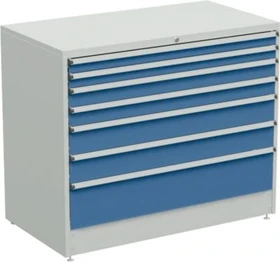 Treston Serie 130 Schubladenschrank, 7 Schubladen, lichtgrau/blau, Container