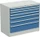 Treston Serie 130 Schubladenschrank, 7 Schubladen, lichtgrau/blau, Container