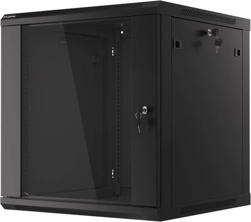 Lanberg 19" Wandschrank 15HE, hängend, Flat Pack, Glastür, IP20, RAL 9004, 600mm tief