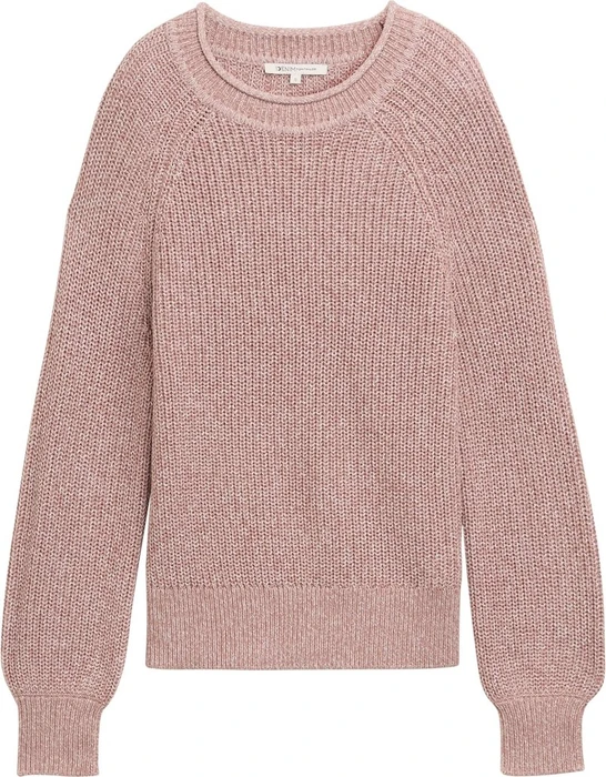 Tom Tailor Strickpullover mit leichten Ballonärmeln Strickpullover antique rose melange (Damen)