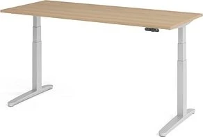 Hammerbacher Ergonomic Aktiv XBHM19 elektrisch höhenverstellbarer Sitz-Steh-Schreibtisch 180x80cm Eiche/silber