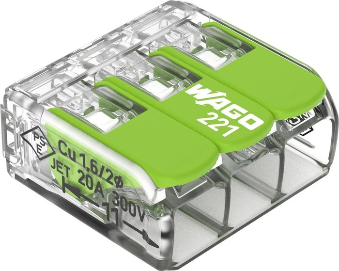 Wago Green Range Verbindungsklemme mit Hebeln bis 4mm² 3-Leiter, 1 Stück
