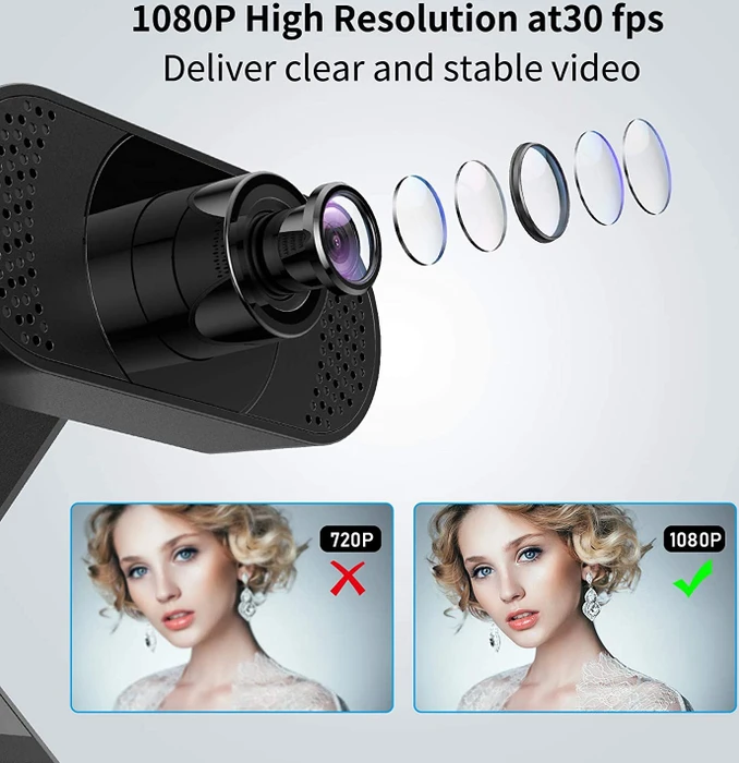 Wansview 1080P 102 FullHD Webcam mit Mikrofon, schwarz