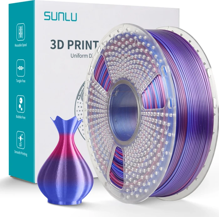 Sunlu Silk PLA+, Rainbow Filament "02", Spule, 1.75mm, 1.00kg