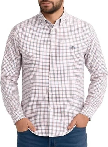 Gant Regular Fit Classic Popeline Mikro-Karomuster Hemd langarm plumped red (Herren)