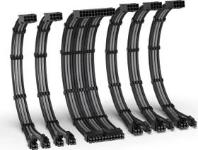 EZDIY-FAB Cable Extension Kit, 1x 24-Pin, 2x 4/8-Pin ATX, 3x 8-Pin PCIe, 16AWG, schwarz/grau