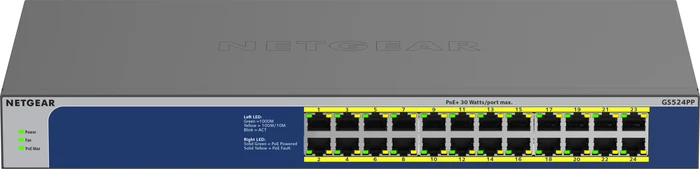 Netgear GS500 Desktop Gigabit Switch, 24x RJ-45, 300W PoE+