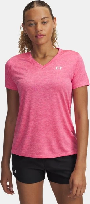 Under Armour Tech V Twist Funktionsshirt kurzarm super pink/white (Damen)