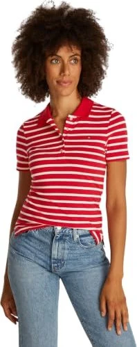 Tommy Hilfiger 1985 Slim Fit Poloshirt kurzarm red/ecru stp (Damen)