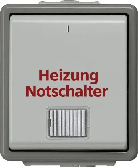 Siemens DELTA fläche IP44 Heizungs-Notschalter, dunkelgrau/hellgrau