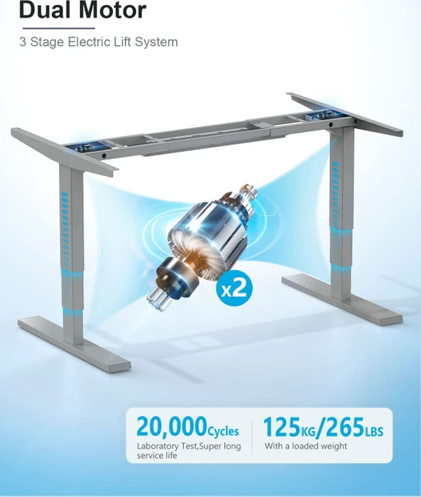 Maidesite T2 Pro Plus elektrisch höhenverstellbares Sitz-Steh-Schreibtischgestell grau