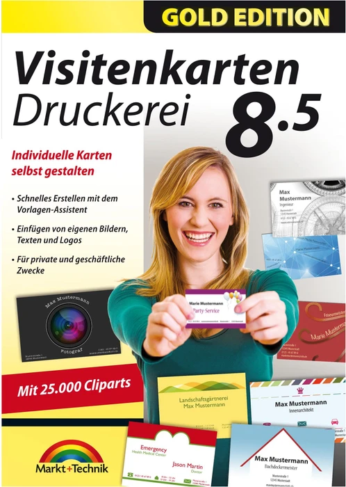 Markt+Technik Visitenkarten Druckerei 8.5 Gold Edition, ESD (deutsch) (PC)