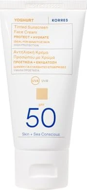 Korres Yoghurt Getöntes Sonnencreme-Gel für das Gesicht LSF50, 50ml