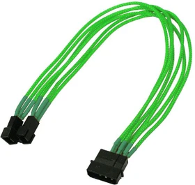 Nanoxia Molex auf 3-Pin Adapter, sleeved, 30cm, Neongrün