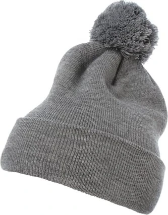 Flexfit YP Classics Cuffed Pom Pom Knit Beanie heather grey