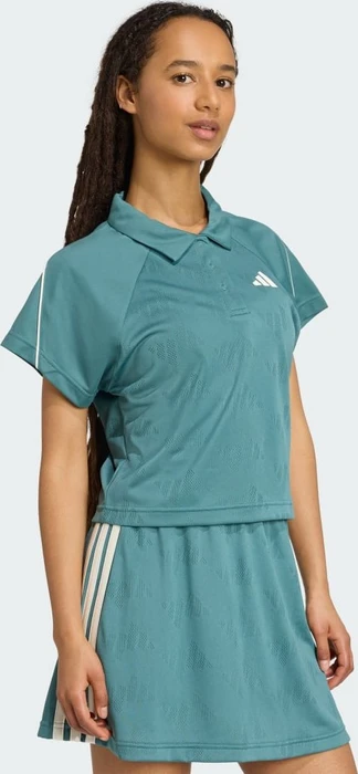 adidas Stadium 3-Streifen vom Tennis inspiriertes Poloshirt kurzarm preloved teal/off white (Damen)