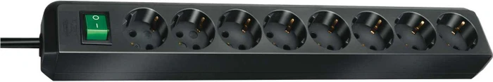 Brennenstuhl Eco-Line mit Schalter, 8-fach, 3m, schwarz
