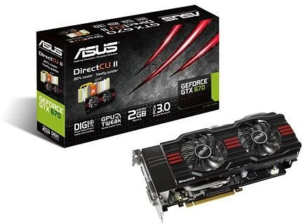 ASUS GeForce GTX 670 DirectCU II, GTX670-DC2-2GD5, 2GB GDDR5, 2x DVI, HDMI, DP