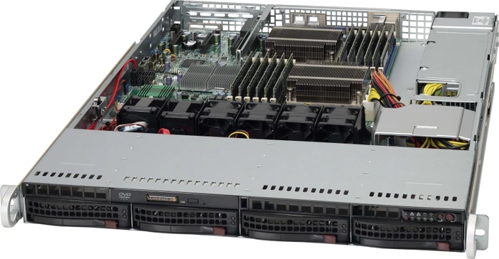 Supermicro SuperChassis 813MF2TQC-R608CB, grau, 1HE, 1x 600W redundant