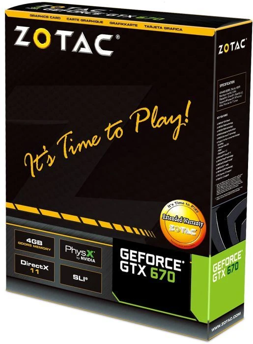 Zotac GeForce GTX 670, 4GB GDDR5, 2x DVI, HDMI, DP