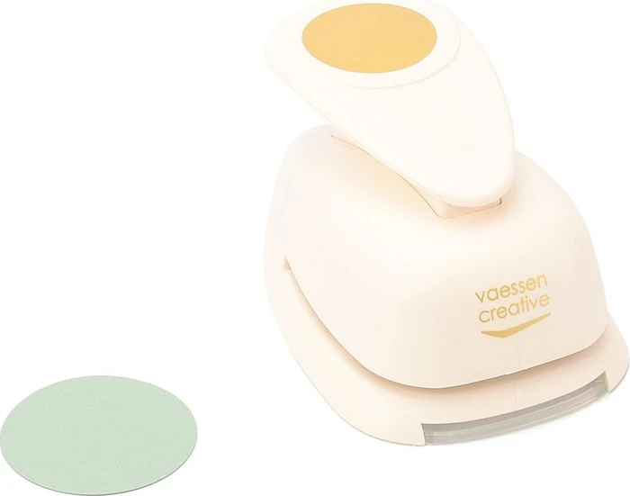 Vaessen Creative Hebel-Motivstanzer Jumbo, Kreis, gold/weiß, 51mm