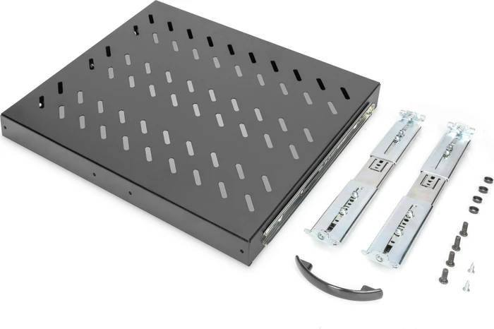 Digitus ausziehbarer Fachboden für Netzwerk- und Serverschränke, 19", schwarz, 600mm Einbautiefe, 1HE